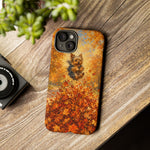 Yorkshire Terrier Jumping in Autumn Leaves Tough Case | Fall Dog Phone Cover