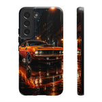 Orange Cuda Phone Case, Rainy City Night Muscle Car Tough Cover