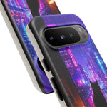Lo-Fi Cat Neon Rain Window Vaporwave Art Tough Phone Case