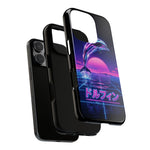 Neon Dolphin Retro Wave Tough Case | Vaporwave Japanese Text, 80s Synth Sunset