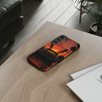 Black Impala Lowrider Sunset Tough Phone Case - Palm Silhouette