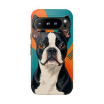 Boston Terrier Pop-Art Portrait Tough Phone Case - Teal Orange