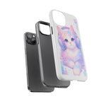 Pastel Cat Phone Case, Headphones Glitch Color Block Cover