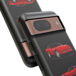 C4 Corvette Art Phone Case Red, Three-View Vector Cover, Gift