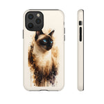 Siamese Cat Watercolor Portrait Tough Phone Case - Cream Choc