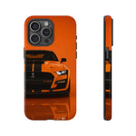 Orange Mustang Art Phone Case, GT500 American Muscle Car Tough Cover for Male