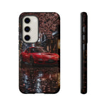 Red FD RX-7 Blossom Alley Tough Phone Case - Rain-Slicked Night