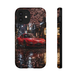 Red FD RX-7 Blossom Alley Tough Phone Case - Rain-Slicked Night