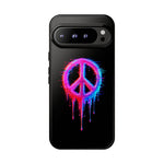Glitch Peace Sign Phone Case, RGB Melt Digital Art Tough Cover, Gift