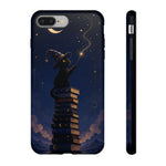 Starry Wizard Cat on Books phone case