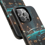 Vintage Teal 1957 Bel Air Classic Car Tough Case | Retro Rainy City Phone Cover