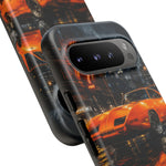 Orange Daytona Phone Case, Rainy City Night Muscle Car Tough Cover