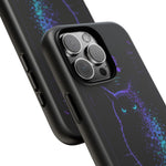 Glitch Owl Silhouette Art Tough Phone Case - Violet Teal