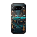 Vintage Teal 1957 Bel Air Classic Car Tough Case | Retro Rainy City Phone Cover