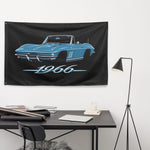 1966 Corvette Sting Ray Convertible Wall Flag Banner 34x56 Blue C2 Decor