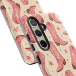 Pink Cowboy Boots phone case | Western pattern | Pastel stars