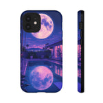 Neon Moonlit Pool Tough Case | Moon Reflection Phone Case, Vaporwave Night Sky