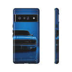 Muscle Car Phone Case Blue 68 Charger RT, Retro Tough Cover for Men