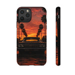 Black Impala Lowrider Sunset Tough Phone Case - Palm Silhouette