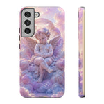 Cherub Cloud Throne Phone Case, Pastel Marble 3D Render Cover