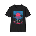 1994 Supra MK4 Cyan Magenta Retrowave Beach Sunset T-Shirt JDM Fan Gift