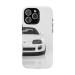White MK4 Supra Phone Case, Retro 90s JDM Tough Cover for Car Enthusiasts