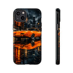 Orange Daytona Phone Case, Rainy City Night Muscle Car Tough Cover