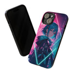 Anime Girl Phone Case Teal, Neon Kanji Calm Gradient Tough Cover