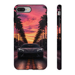 Gray C8 Corvette Art Sunset Tough Phone Case - Dramatic Silhouette