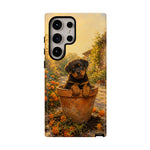 Rottweiler Puppy in Flower Pot Tough Case | Floral Dog Phone Cover