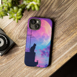 Silhouette Cat Moon Phone Case | Purple Pink Sky Vaporwave Cover