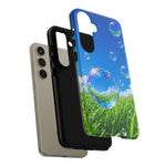Bubbles Over Grass phone case | Tough Cover