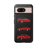 C4 Corvette Art Phone Case Red, Three-View Vector Cover, Gift
