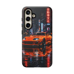 Orange Supra Phone Case, Neon City Night JDM Sports Car Tough Cover