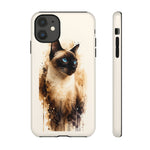 Siamese Cat Watercolor Portrait Tough Phone Case - Cream Choc