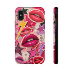 Pop Art Kiss Lip Pattern Phone Case | Bold Lightning Star Collage