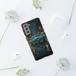 Vintage Teal 1957 Bel Air Classic Car Tough Case | Retro Rainy City Phone Cover