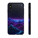Retro Neon Mountains Phone Case | Vaporwave Galaxy Landscape