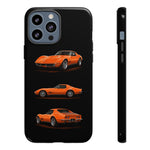 C3 Corvette Art Phone Case Orange, Three-View Vector Cover, Gift