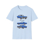 Blue 1966 GTO Muscle Car Trio Illustration T-Shirt | Classic Auto Shirt