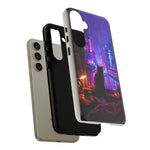 Lo-Fi Cat Neon Rain Window Vaporwave Art Tough Phone Case