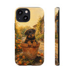 Rottweiler Puppy in Flower Pot Tough Case | Floral Dog Phone Cover