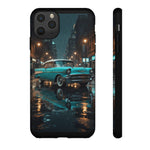 Vintage Teal 1957 Bel Air Classic Car Tough Case | Retro Rainy City Phone Cover