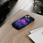 Neon Dolphin Retro Wave Tough Case | Vaporwave Japanese Text, 80s Synth Sunset