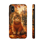 Autumn Cat Phone Case, Fallen Leaves Painterly Cover