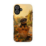 Rottweiler Puppy in Flower Pot Tough Case | Floral Dog Phone Cover
