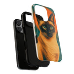 Siamese Cat Retro Halftone Portrait Case - Orange Teal Print