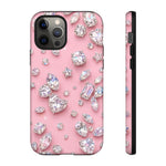 Pink Rhinestone Diamond Pattern Phone Case | Sparkle Gem Print