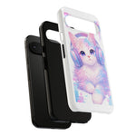 Pastel Cat Phone Case, Headphones Glitch Color Block Cover