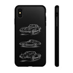 C2 Sting Ray Line Art Phone Case, Glowing Silver Three-View